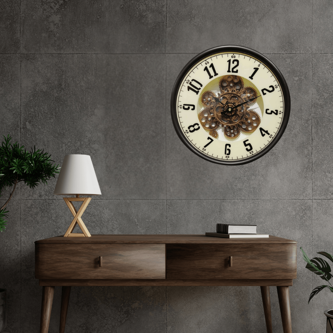 Royal Metal Gear Mechanical Clock Style 54-Antique / Dia: 14.5 inch / Metal