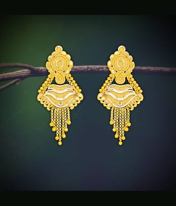 Drashti Collection Golden Drop Earrings ( Pack of 1 )