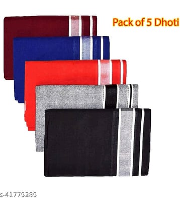 Feather Green Cotton Blend Men's Lungi Multi ( Pack of 5 )