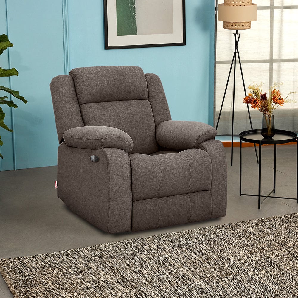 Avalon Motorized Electric Powered Saddle Brown Fabric Recliner