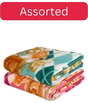 Valtellina Fleece Floral Single Bed Blanket ( 222 cm x 150 cm ) - Assorted ( Pack of 2 )