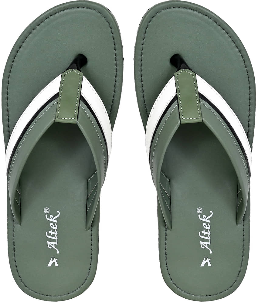 Altek Green Men's Leather Slipper