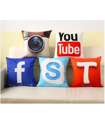 Home Style Set of 5 Jute Cushion Covers 40X40 cm (16X16)