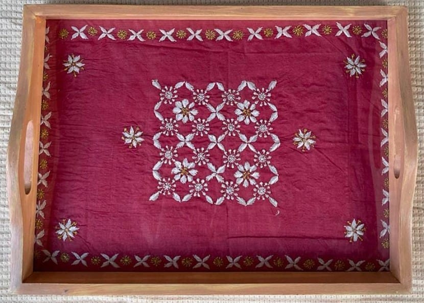  Wooden Tray with fabric base