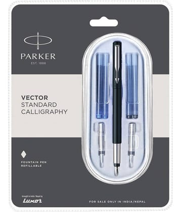 Parker Vector Standard Calligraphy Chrome Trim Black Body Color Calligraphy