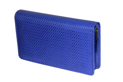 Sukeshcraft Multiple Cheque Book Holder | Original PU Holds Upto 8 Cheque Books, Locker Key Hook, 2 Photo Slots, 1 Pin-Sim Slot, 13 Credit/Debit Card Slots with Matching Zipper (PU -Sky Blue )