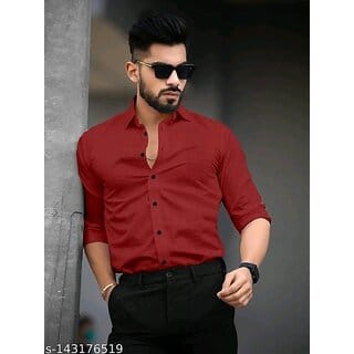 Baleshwar Men Maroon Solid Formal Shirt (Pack of 1 )