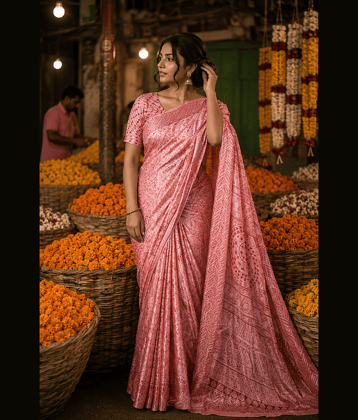 JIHANA FAB Georgette Printed Banarasi saree With Unstitched Blouse Piece ( Multicolor )