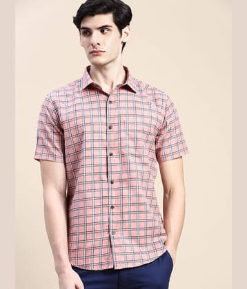 Showoff Cotton Blend Regular Fit Checks Half Sleeves Men's Casual Shirt - Pink ( Pack of 1 )