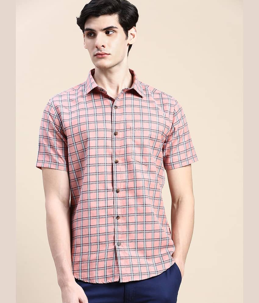 Showoff Cotton Blend Regular Fit Checks Half Sleeves Men's Casual Shirt - Pink ( Pack of 1 )