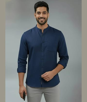 Yugnik Cotton Blend Slim Fit Full Sleeves Men's Formal Shirt - Navy Blue ( Pack of 1 )