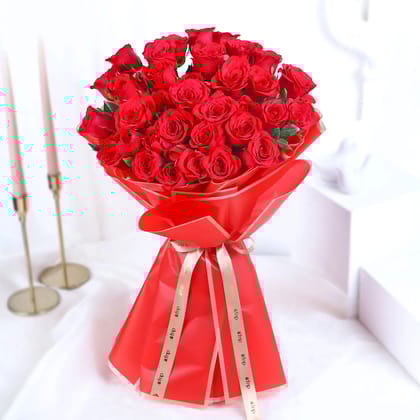 Eternal Bloom Of Red Roses Bouquet