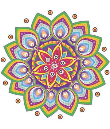 Asmi Collection Beautiful Diya Rangoli Festive Sticker ( 60 x 60 cms )