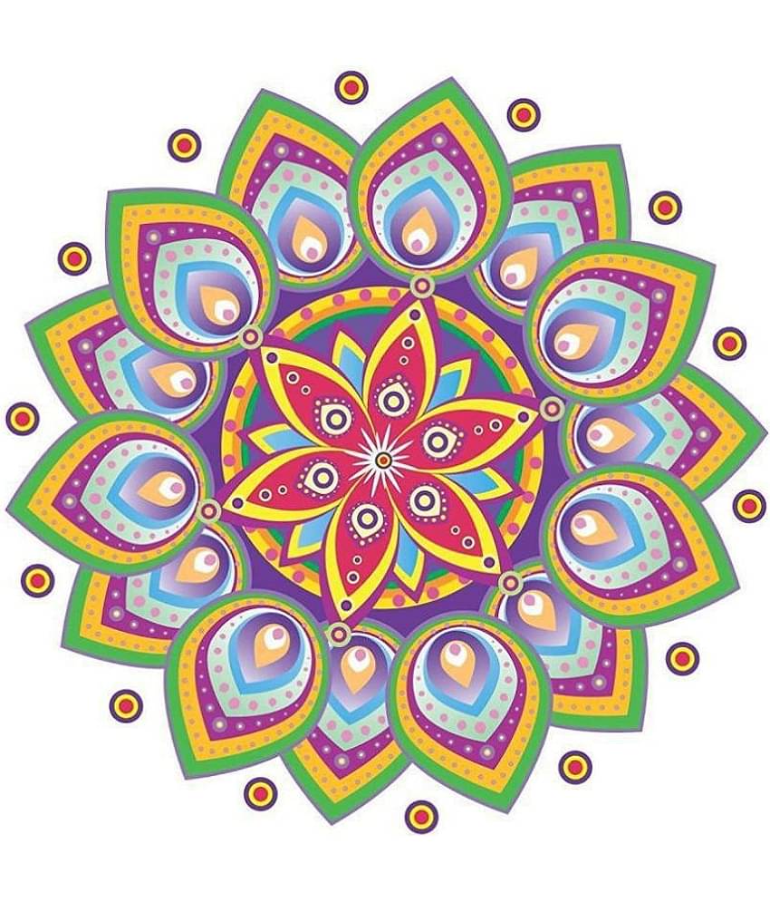 Asmi Collection Beautiful Diya Rangoli Festive Sticker ( 60 x 60 cms )