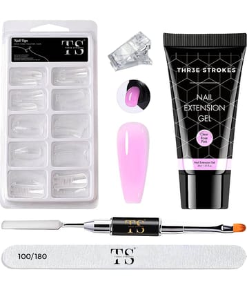 THR3E STROKES Poly Gel Nail Extension Set Nails Art Combo Kit Nail Extension Kit (C. Rose Pink) 30 g