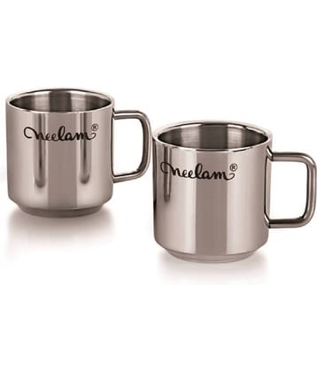 Neelam Double Wall 70 MM Steel Coffee Mug 2 Pcs 150 mL