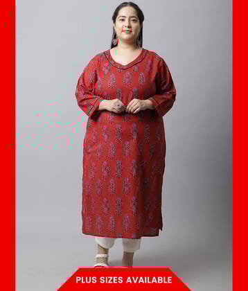 Rajnandini - Maroon 100% Cotton Women's Straight Kurti ( Pack of 1 )