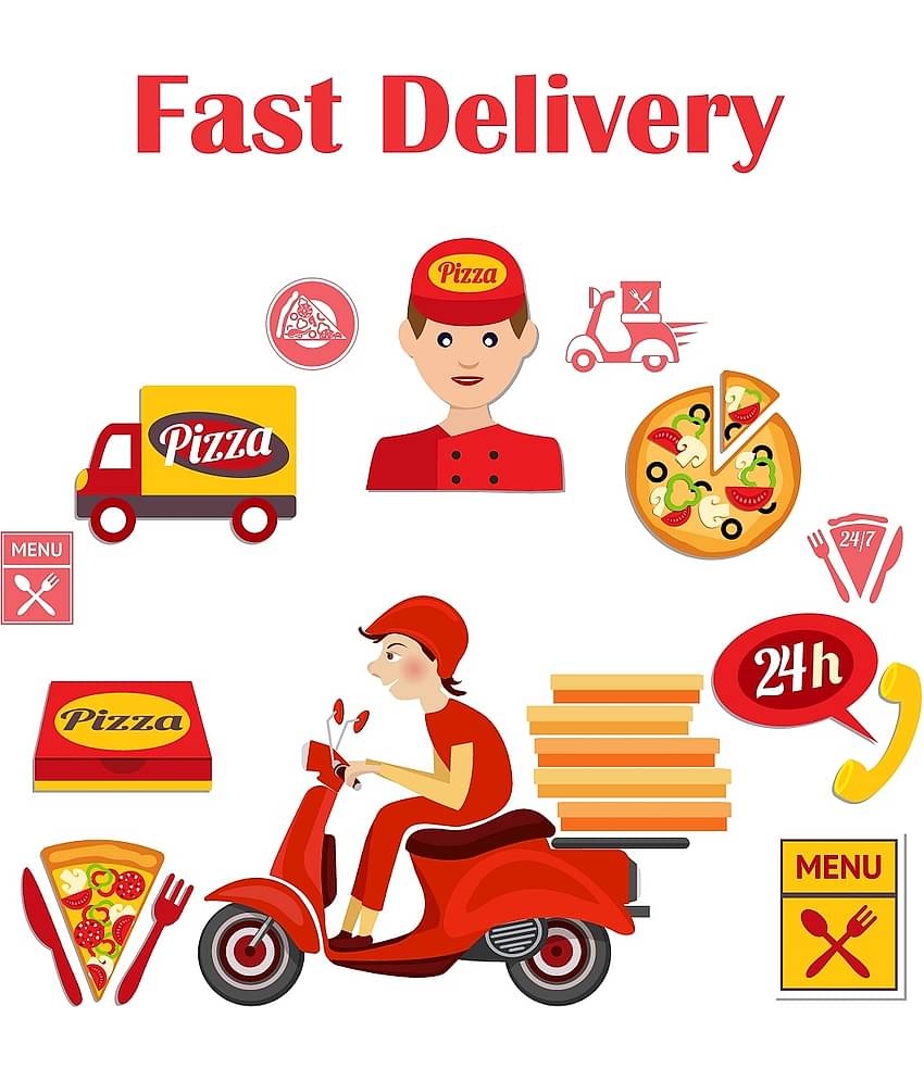 Wallzone Pizza Fast Delivery Sticker ( 60 x 60 cms )