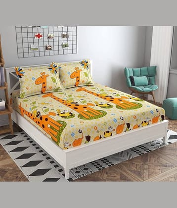 Neekshaa Glace Cotton 1 Double Bedsheet with 2 Pillow Covers ( Cream )