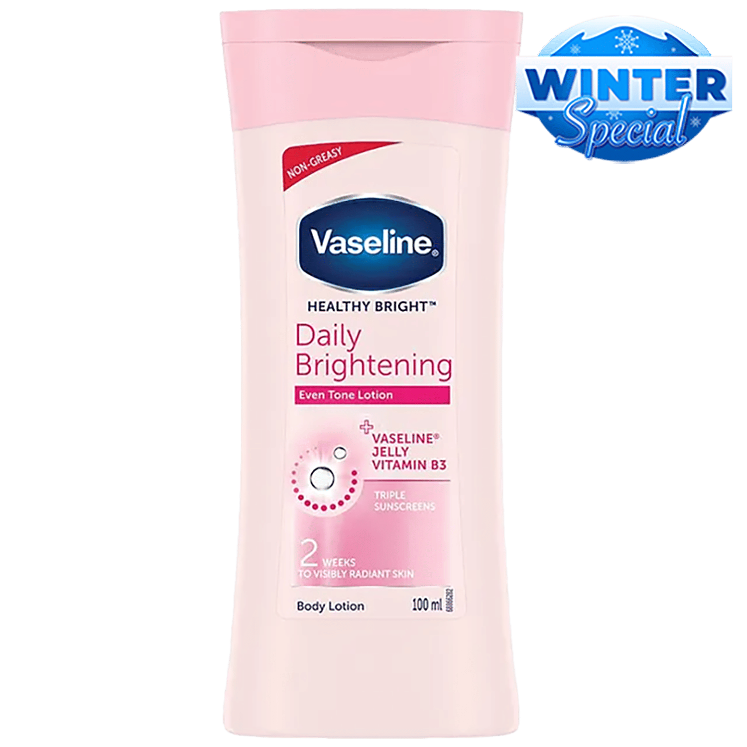 Vaseline Healthy Bright Daily Brightening Even Tone Body Lotion - Radiant Skin + Vaseline Jelly, Vitamin B3, Triple Sunscreens, 100 Ml