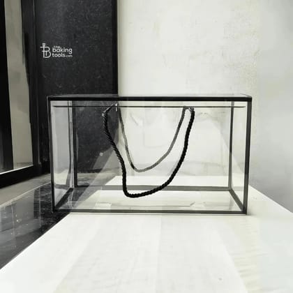 Big Black Border PVC Clear Transparent Hamper Gift Bag With Lace Handle (Pack Of 5) - 007