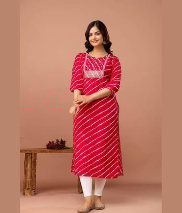 Kapadia Women Rayon Embroidered Straight Kurti ( Pink )