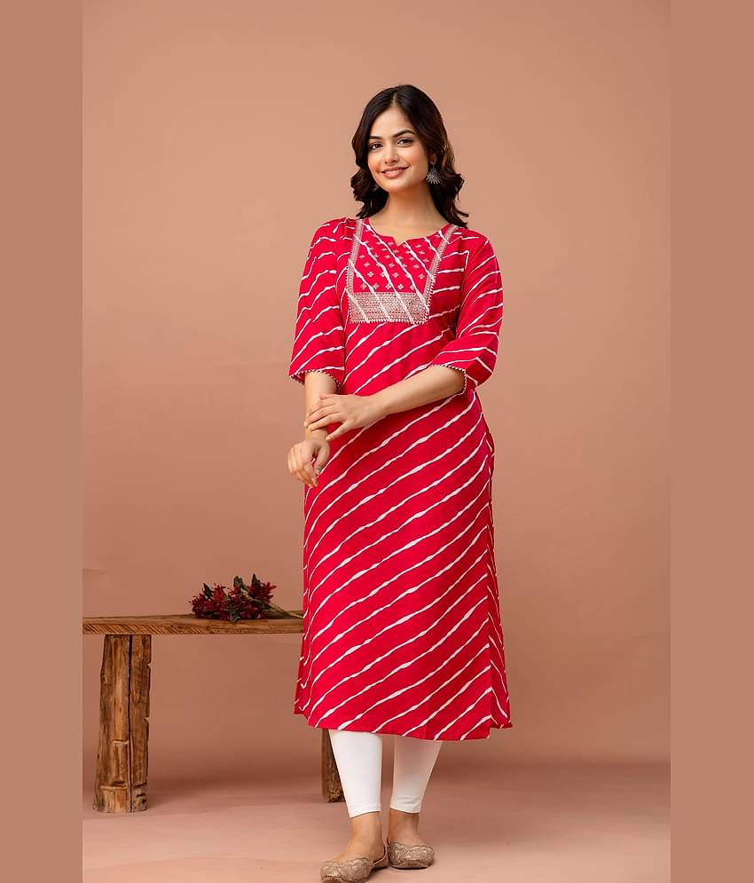 Kapadia Women Rayon Embroidered Straight Kurti ( Pink )