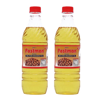 POSTMAN Cold Pressed Filtered Groundnut Oil (500 ml x 2) Pack (Mungfli Tel) | Pure