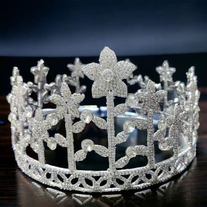 Silver Plated Embellish Rhinestone Tiara fashion show Crown