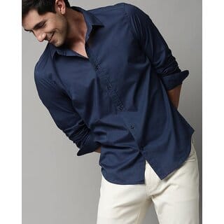 Baleshwar Men Blue Solid Casual Shirt (Pack of 1)