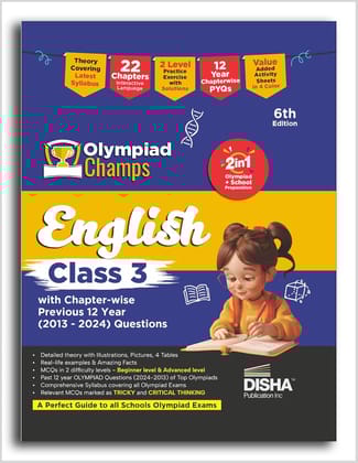 Olympiad Champs English Class 3 with Chapter-wise Previous 12 Year (2013 - 2024) Questions 6th Edition | Complete Prep Guide with Theory, PYQs, Past & Practice Exercise
