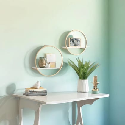 2 Piece Circle Metal Accent Shelf for Home Decor Storage Display