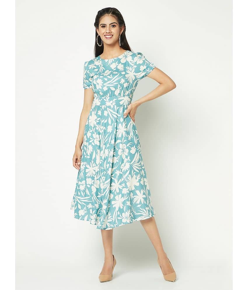 Glito Women Rayon Printed Fit & Flare Dress ( Multicolor )