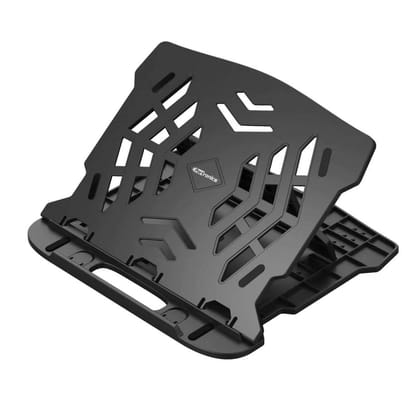 Portronics My Buddy Hexa 22 Adjustable Tabletop Laptop Stand with Mobile Holder Ventilated Portable Foldable Compatible for 15.6 inch Laptops MacBook Notebook with 360Ã‚Â° Rotation Base (Black)
