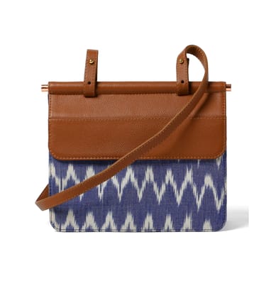 Sydney Shoulder Bag- Blue Ikat