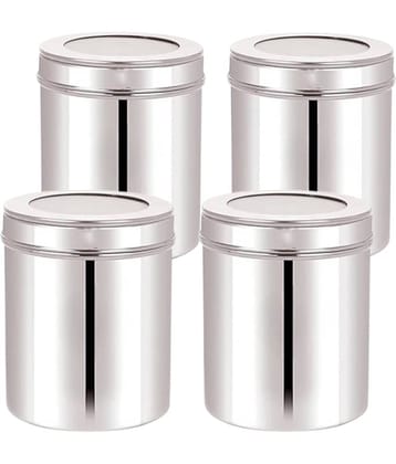 STEEPLE Steel Silver Multi-Purpose Container ( Set of 4 )