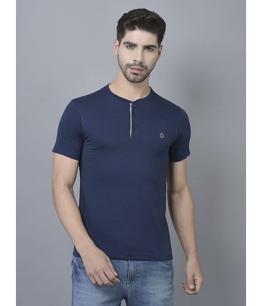 Dollar Cotton Blend Regular Fit Solid Half Sleeves Men's T-Shirt - Indigo ( Pack of 1 )