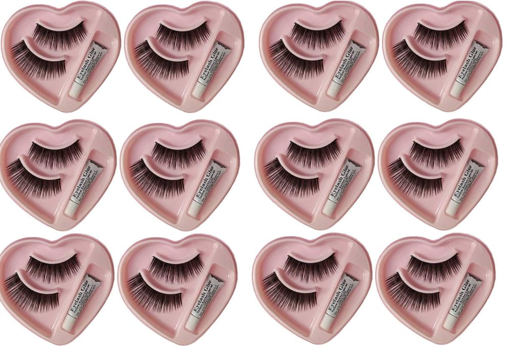 Elecsera False Eyelashes for Pretty Eye Makeup with glue Pack of 12 - Makeup - Eyes | Buy online on ZillyBuy
