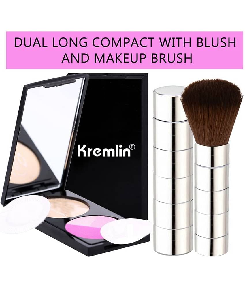 Adbeni Makeup Brush & Blush Long Compact Pressed Powder Multicolor 2 no.s Pack of 2