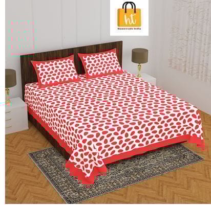 The Bedsheet Adda Standard Queen Size Pure Cotton Jaipuri Printed Economic Double Bedsheet with Two Pillow Covers- ARTICLE-1002