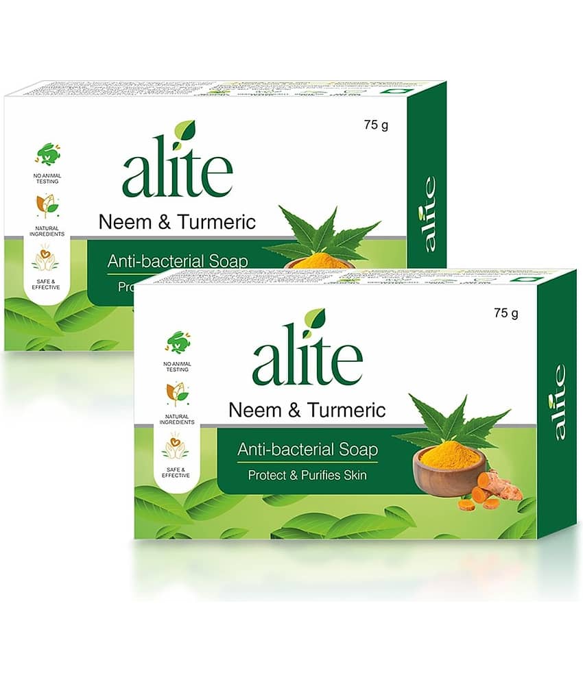 Alite Neem & Turmeric Anti-Bacterial Soap for Acne and Clear, Healthy Skin 75g ( Pack of 2 )