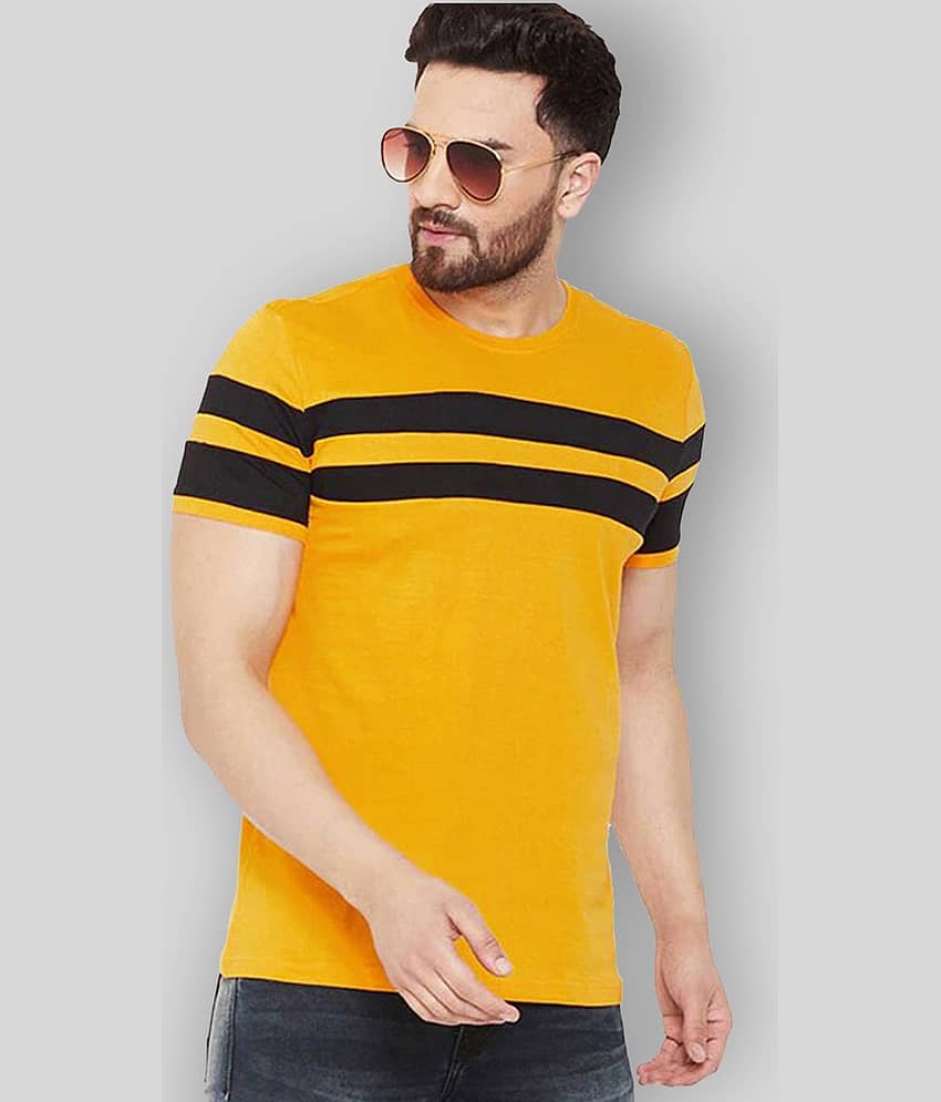 OXRYZER Pack of 1 Cotton Blend Regular Fit Men's T-Shirt ( Mustard )