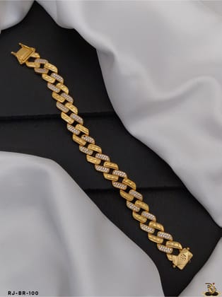 Charming Link Gold  Plated Diamond Bracelet For Men RJ-BR-100-8 iche