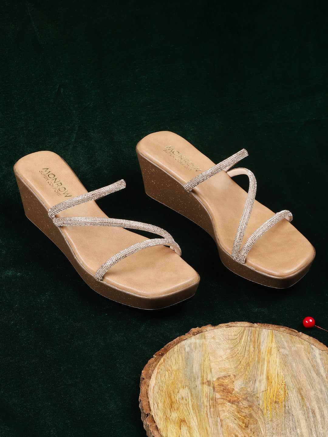 Emma Rose Gold Wedge Heels-Rose Gold / 36