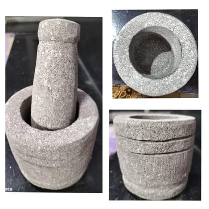 Stone Pestle and Mortar Set, Okhli, Khalbatta, Kharal, Mixer, Natural & Traditional Grinder Musal
