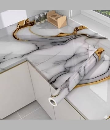 (Pack of 1) Theos Marble Wallpaper Oil Proof Waterproof Kitchen countertop Paper, cabinets marbel Wall Papers Wall Self-Adhesive Stickers Marble Wallpaper Furniture (60*200 cm)