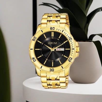 LOREM Everyday Elegance Black Day-Date Function Casual Analog Watch for Men-UF LOREM Everyday Elegance Black Day-Date Function Casual Analog Watch for Men-UF