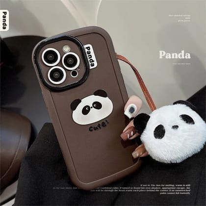 Panda Cute Round Lanyard Holder iPhone Soft Silicone Rubber Case-iPhone 14