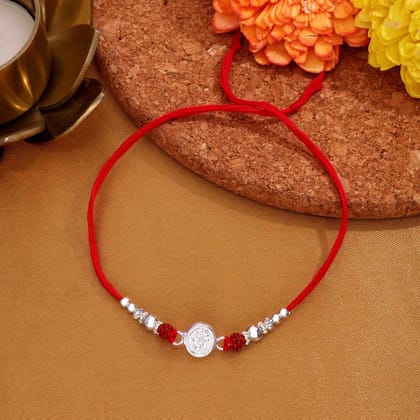 Om Rudraksha Silver Coin Rakhi – 925 Sterling-None / Silver
