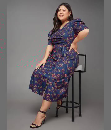 Miss Chase A+ Women Polyester Printed Fit & Flare Dress ( Teal )